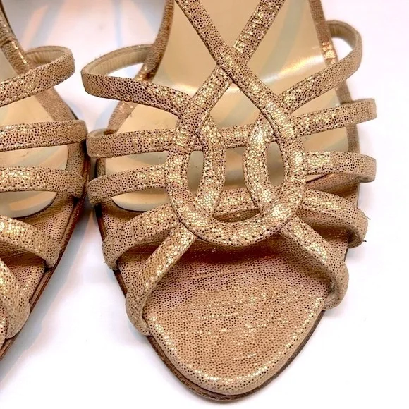 Vintage Jimmy Choo 90’s Rose Gold Sparkly Slingback Heals: S- 7.5 - Picture 3 of 15